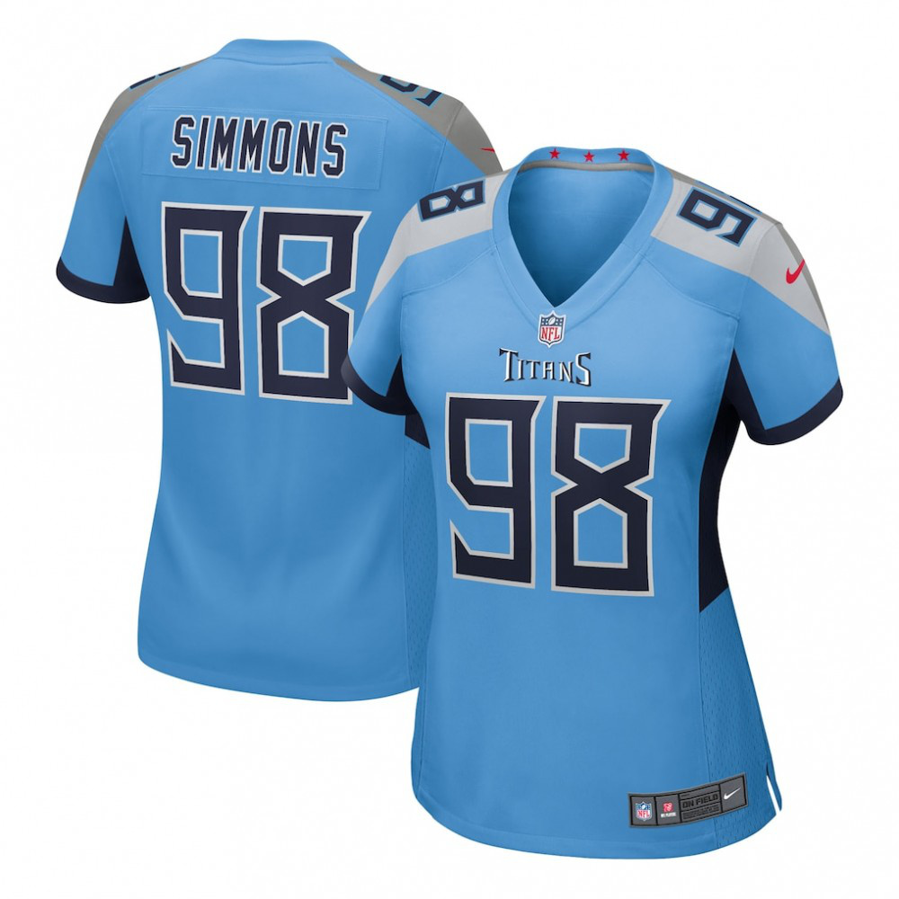 Jeffery Simmons Tennessee Titans Nike Women's Team Game Jersey - Light Blue-GridironStore